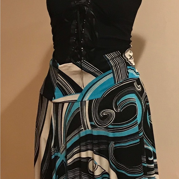 LFANG GLAM Tango Skirt White, Blue & Black Sz. L - Picture 3 of 8